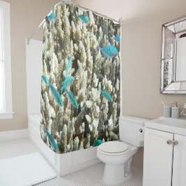 Cortina De Ducha Peces Azules Y Coral Subacuáticos