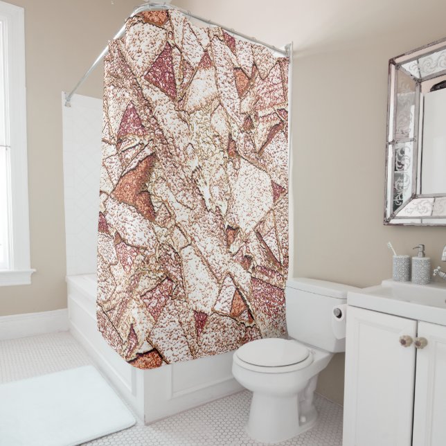 Cortina De Ducha Pedra áspera em marrom claro cremoso (In situ)