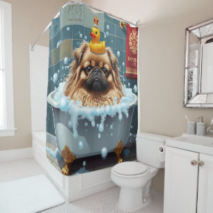 Cortina De Ducha Pekinés Desordenado Dormilón Lindo Divertido