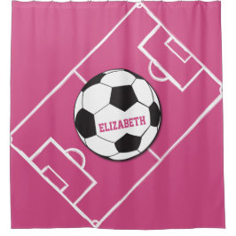 Cortina De Ducha Pelota de fútbol personalizada y rosa de campo