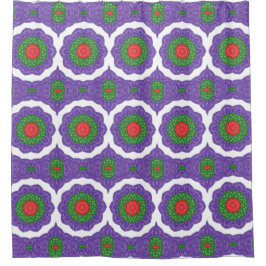 Cortina De Ducha Pelota de Navidades del Kaleidoscopio Blanco Púrpu