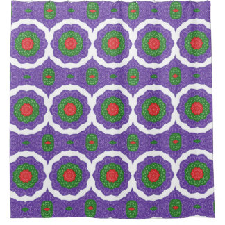 Cortina De Ducha Pelota de Navidades del Kaleidoscopio Blanco Púrpu