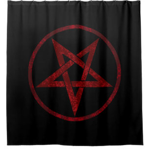 Cortina De Ducha Pentagram del diablo Rojo