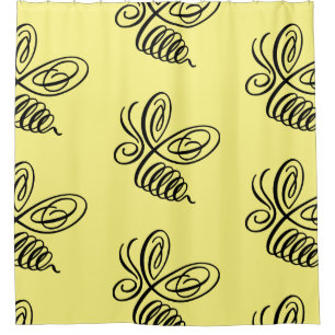 Cortina De Ducha Penwork Calligraphic Honey Bee