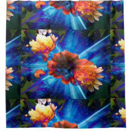Cortina De Ducha Peonies in Blue Light