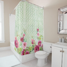 Cortina De Ducha Peony Garden Trellis Rosa de Borgoña Rosa