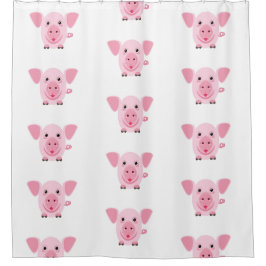 Cortina De Ducha Pequeño cerdo rosa feliz y lindo