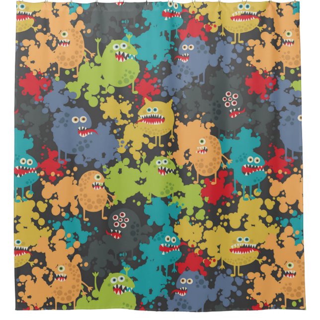 Cortina De Ducha Pequeños monstruos graciosos (Anverso)