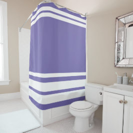 Cortina De Ducha Periwinkle: Líneas Modernas en Blanco