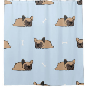 Cortina De Ducha Perrito de bulldog francés lindo durmiendo sin cos