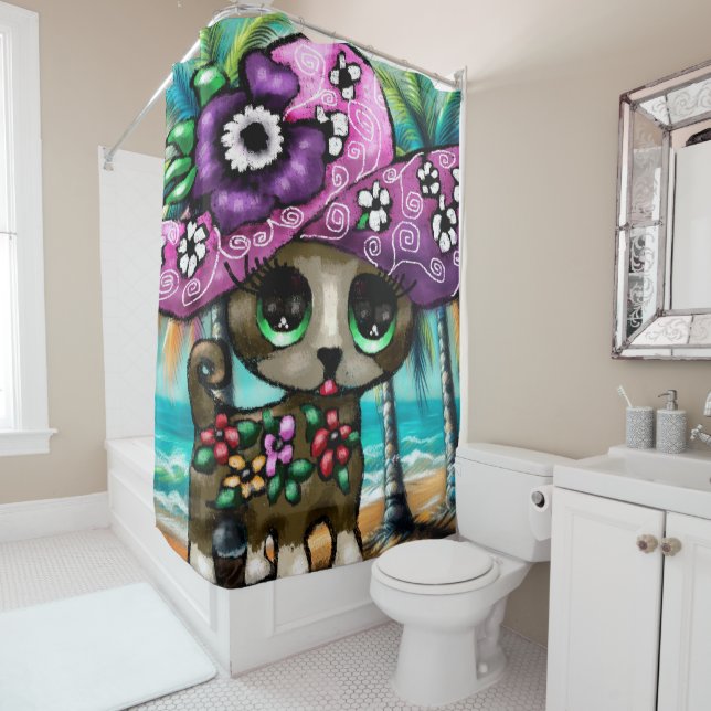 Cortina De Ducha Perro chihuahua caprichoso en palmeras de vacacion (In situ)