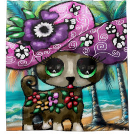 Cortina De Ducha Perro chihuahua caprichoso en palmeras de vacacion