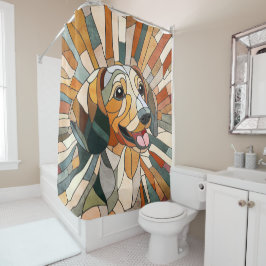 Cortina De Ducha Perro Dachshund - mosaico doxie-colorido