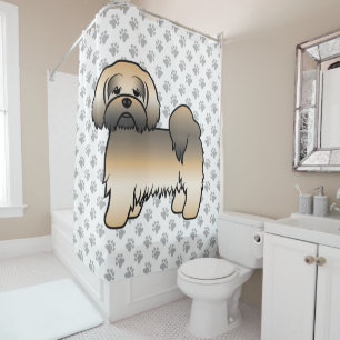 Cortina De Ducha Perro de dibujos animados Lhasa Apso Sable Dorado