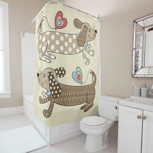 Cortina De Ducha Perro de Sausage Dachshund (In situ)