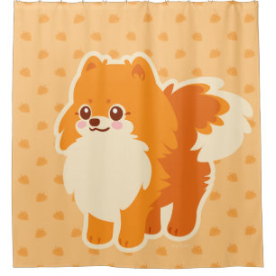 Cortina De Ducha Perro lindo Kawaii Pomeranian