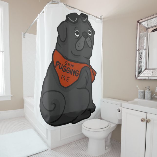 Cortina De Ducha Perro Pug Dejar De Tirarme (In situ)