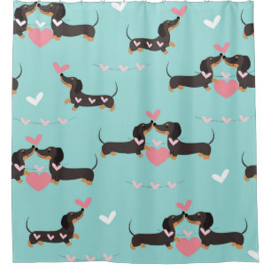 Cortina De Ducha Perros de Dachshund enamorados y corazones sin fis