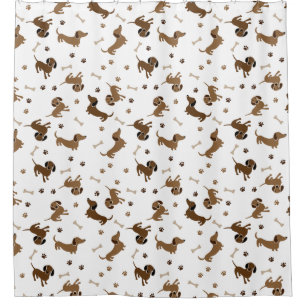 Cortina De Ducha Perros de Dachshund y patas de brea de huesos