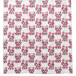 Cortina De Ducha Perros rosados lindos - Blanco