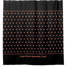 Cortina De Ducha Personalizable elegante SALMON Polka Dot negro