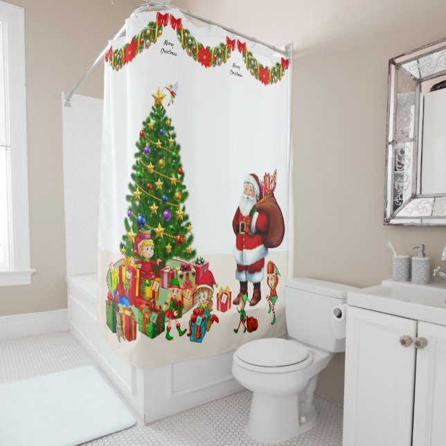 Cortina De Ducha Personalización de Navidades de nombres Santa y Du (In situ)