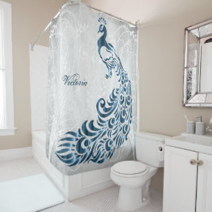 Cortina de ducha personalizada Blue Peacock