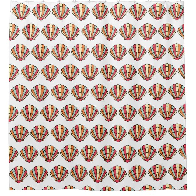 Cortina de ducha personalizada con tema de conchas (Anverso)