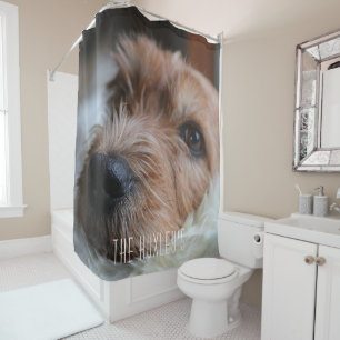 Cortina de ducha personalizada de perro lindo