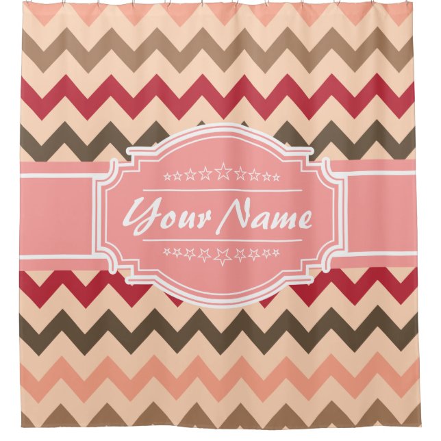 Cortina de ducha personalizada del patrón Chevron  (Anverso)