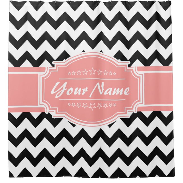 Cortina de ducha personalizada del patrón Chevron  (Anverso)