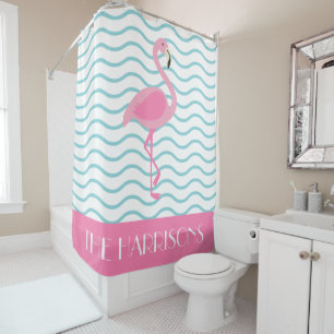 Cortina de ducha personalizada Flamingo rosa