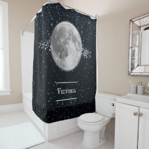 Cortina de ducha personalizada lunar