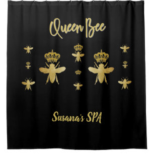 Cortina De Ducha Personalizado Aestética QUEEN BEE SPA Gold & Blac