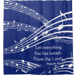 Cortina De Ducha Personalizado Dark Blue Music Notes Christian