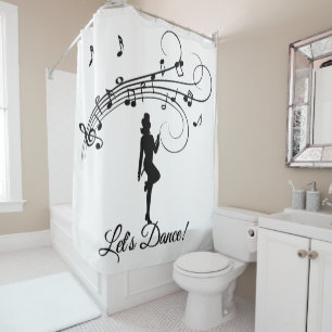 Cortina De Ducha Personalizado de baile de alto paso Texto blanco