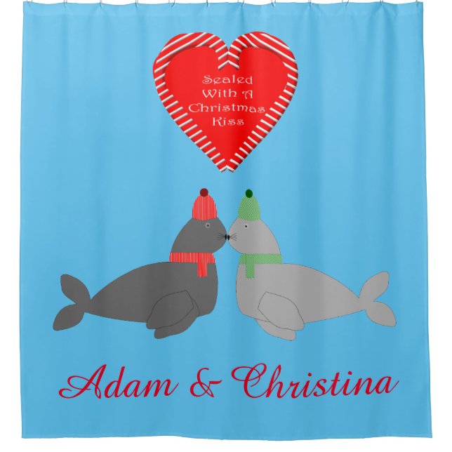Cortina De Ducha Personalizado de focos de besos de Navidades íntim (Anverso)