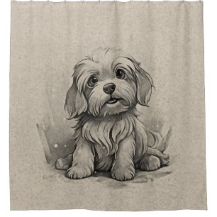 Cortina De Ducha Personalizado de raza hayanesa Puppy Dog Pose Brow