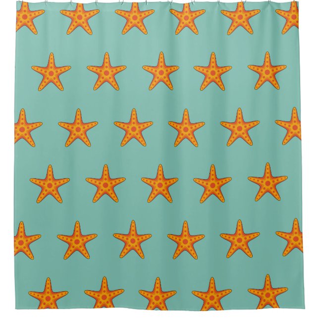 Cortina De Ducha Personalizado de Starfish Naranja Cute (Anverso)