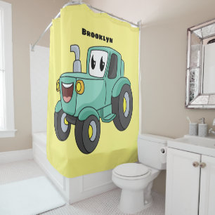 Cortina De Ducha Personalizado de tractores verde feliz