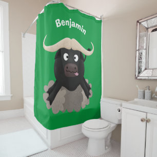 Cortina De Ducha Personalizado divertida de búfalo de agua corrient
