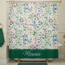 Cortina De Ducha Personalizado Floral Colorido