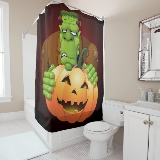 Cortina De Ducha Personalizado Frankenstein con Calabaza (In situ)