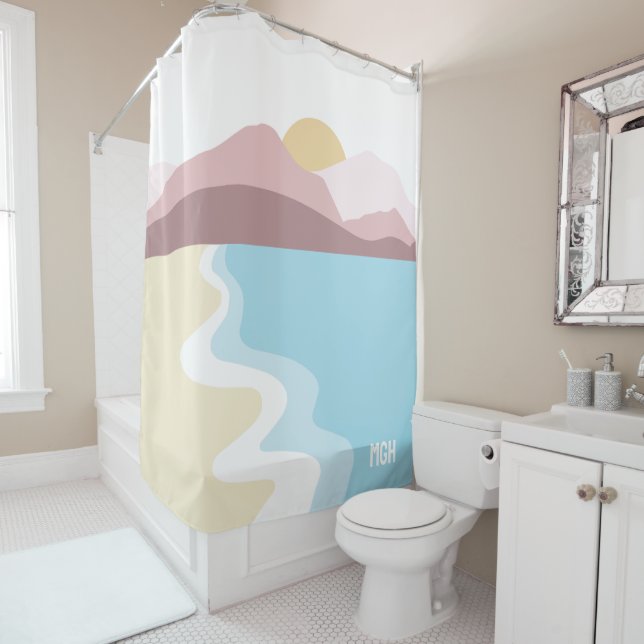 Cortina De Ducha Personalizado Monograma Ilustracion natural (In situ)