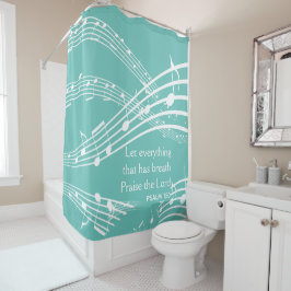 Cortina De Ducha Personalizado Music Notes Verde azulado