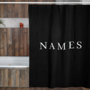 Cortina De Ducha Personalizado negro simple Añadir su nombre elegan