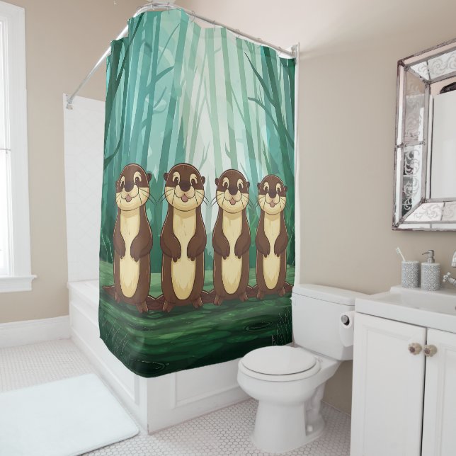 Cortina De Ducha Personalizado Otters (In situ)