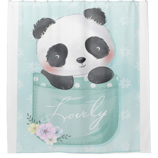 Cortina De Ducha Personalizado Panda | Cute Panda Está En Pocket (Anverso)