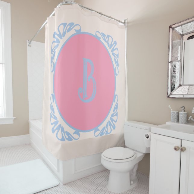 Cortina De Ducha Personalizado rosa y azul  (In situ)