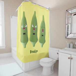 Cortina De Ducha Personalizado vegetal de okra cantante